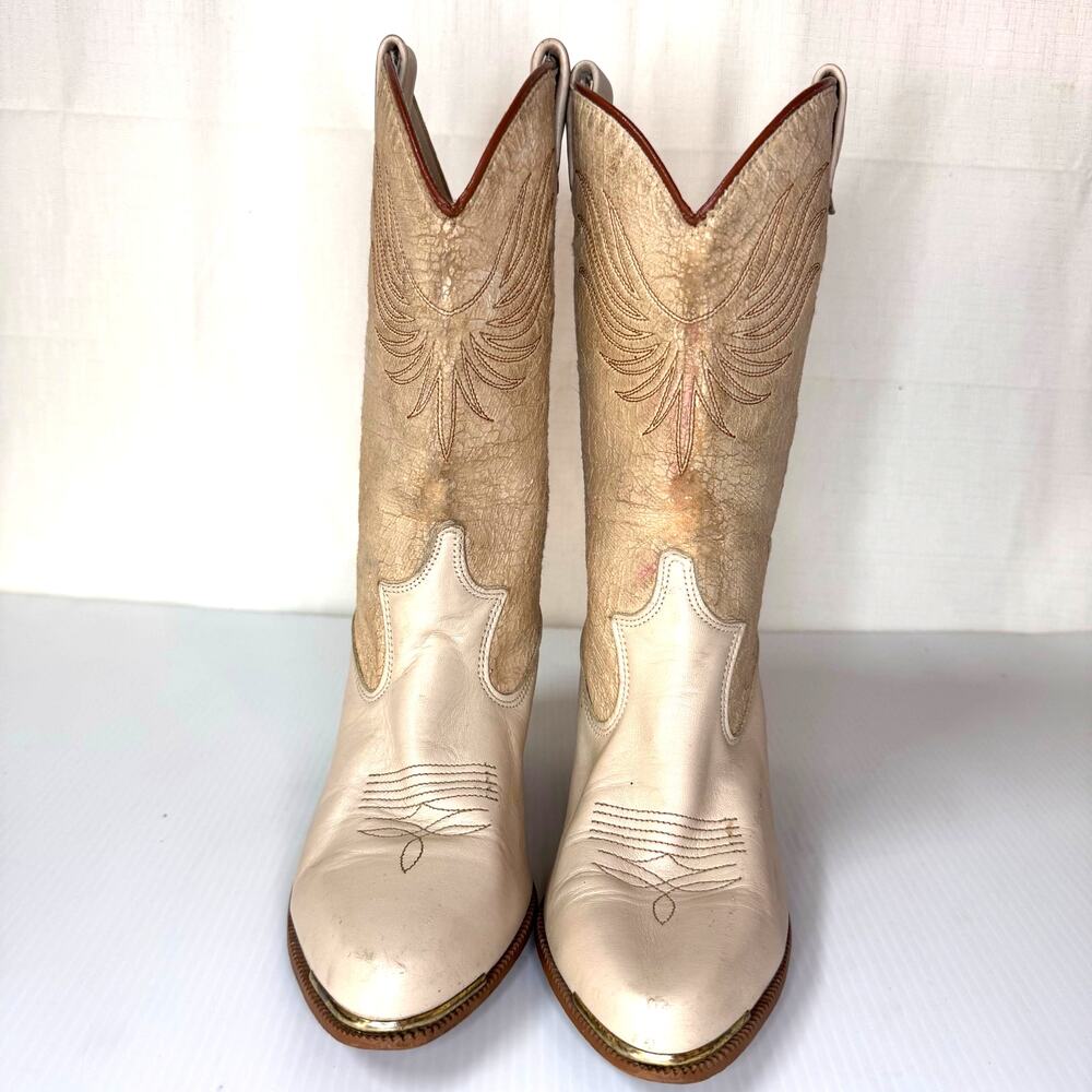 Vintage Dingo Cowboy Boot Size 6.5 Western Cowgirl Neutral Festival Boho Country - Picture 4 of 13